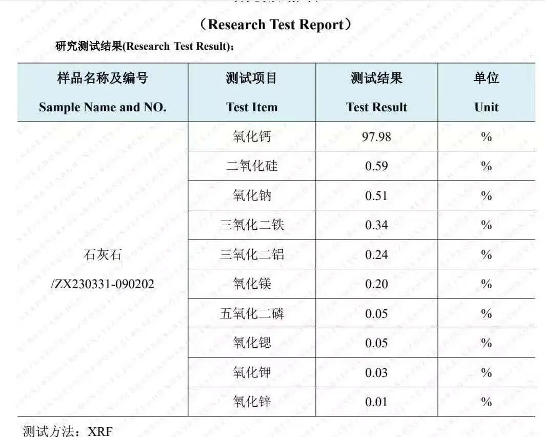 碳酸钙埃及检测报告 01